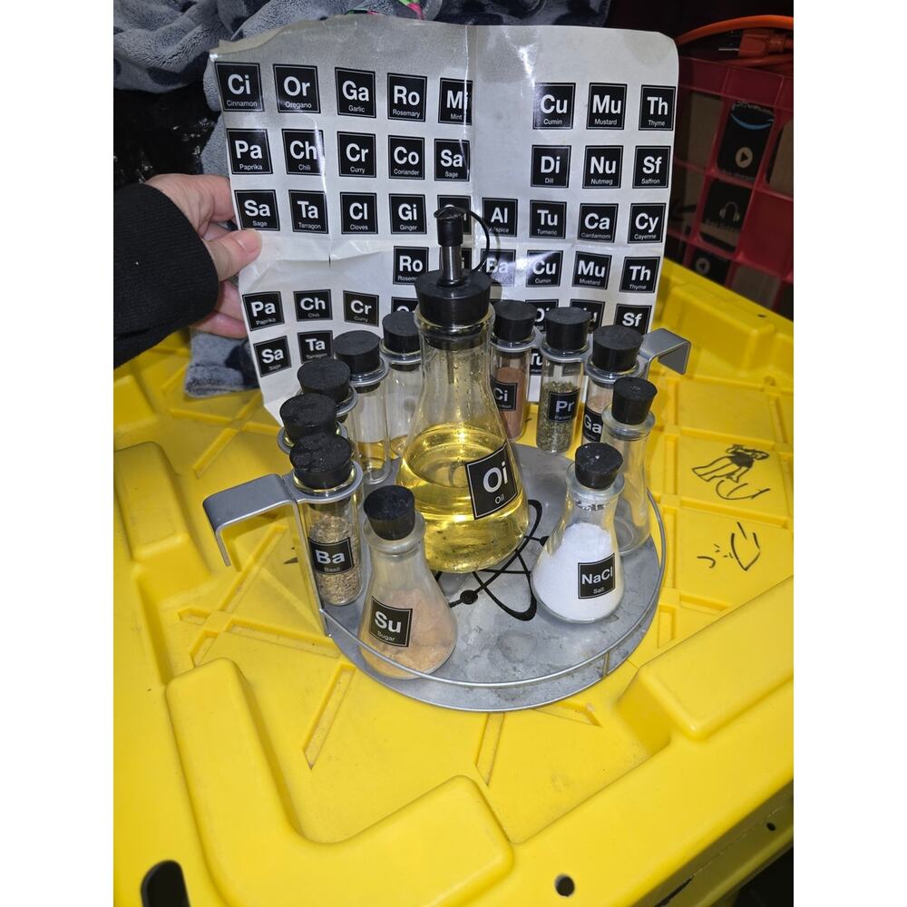 Science Lab Spice Rack with Labeled Glass Bottles - Picture 2 of 2